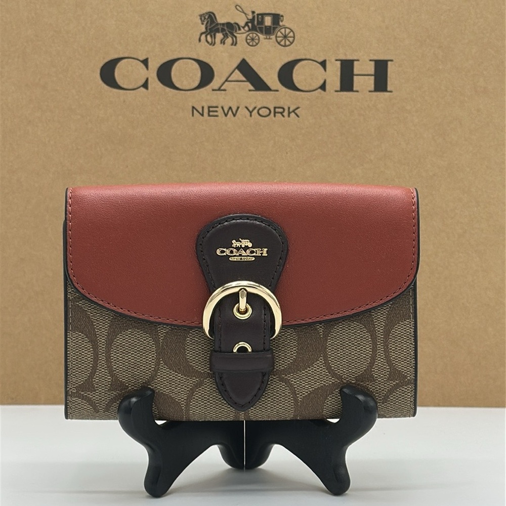Coach Tan and Brown Canvas Wallet - Picture 3 of 12